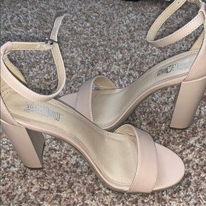 Brash nude strappy block heels